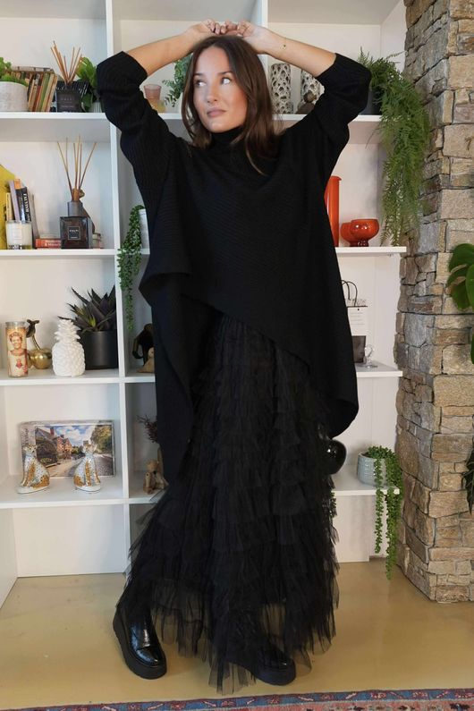 Bowie Mesh Midaxi Skirt Black